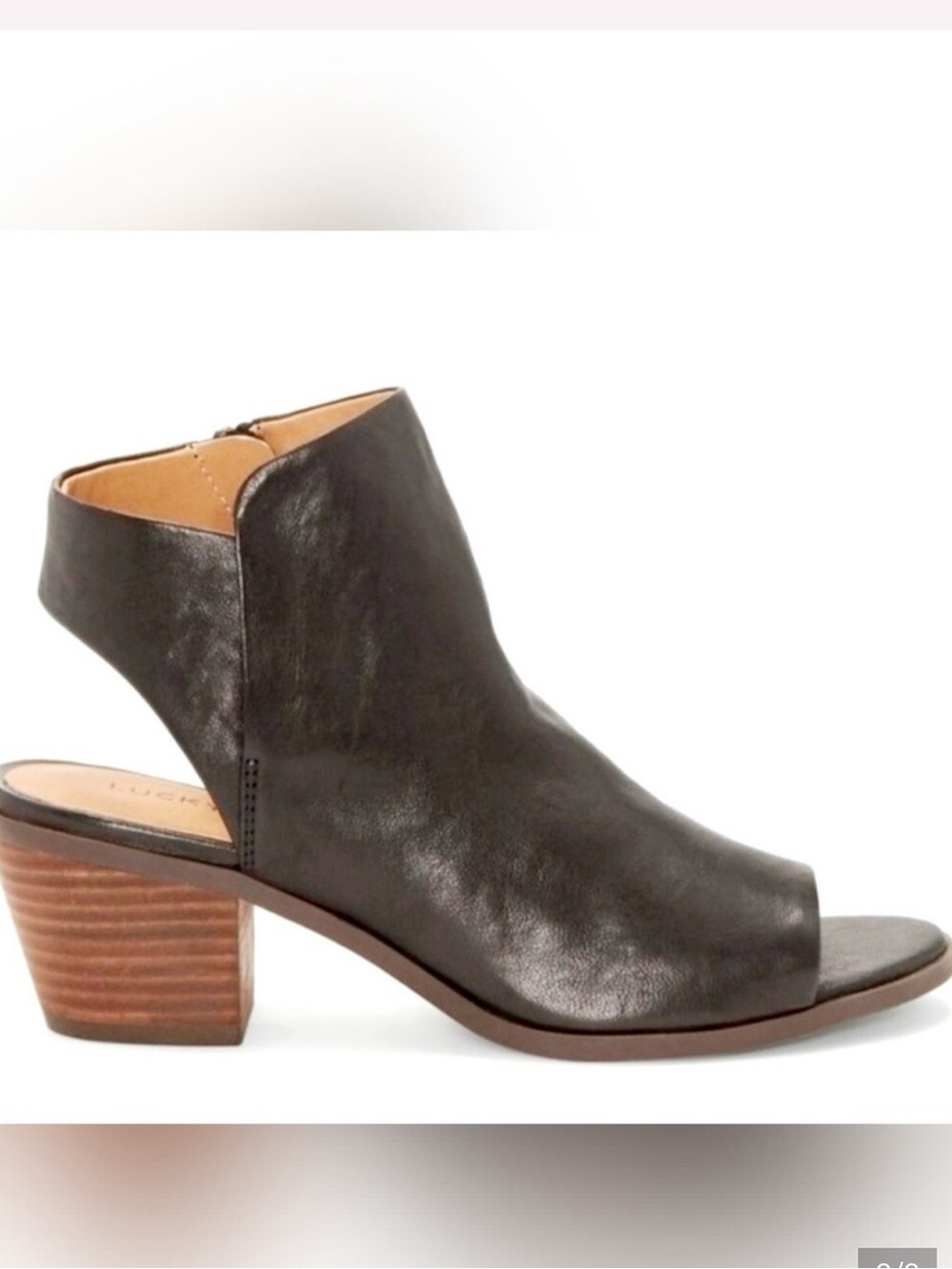 Lucky Brand “LK BAAKA” Black Open-Toe Women's Leather Booties! 🖤